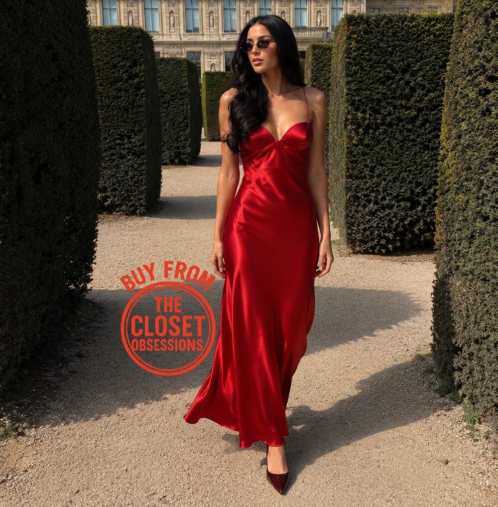 Zara NWT Red Satin Sweetheart Maxi Dress L - Picture 1 of 16